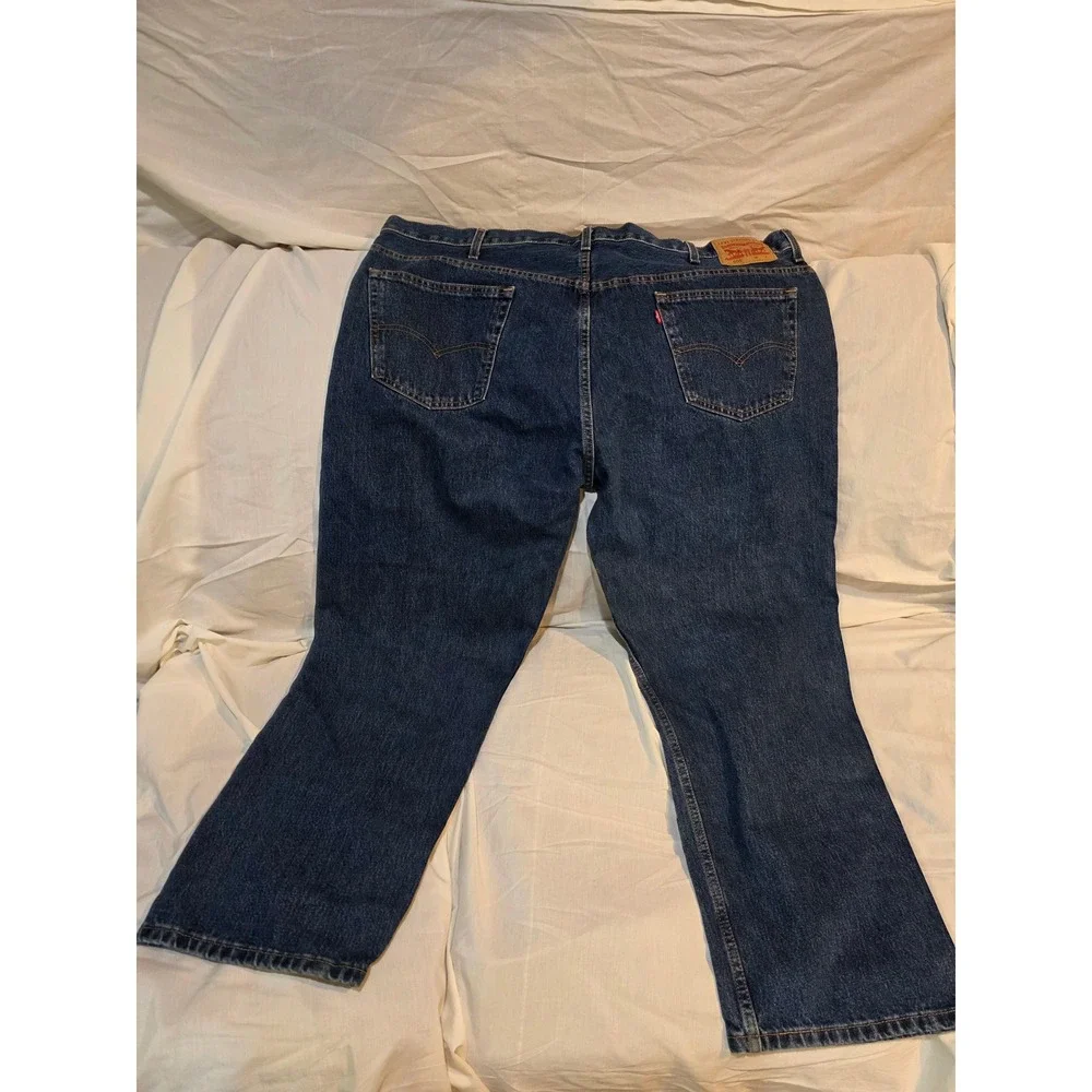 Levi's 505 Regular Fit Jeans Dark Wash Straight Leg Denim Blue W50 L30
